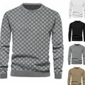 Caleb | Men's Checkered Relief Crew Neck Pullover Sweater Regular Fit