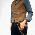 Matthew | Men's Herringbone Lapel Button-Up Suit Vest