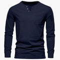 Jackson | Men's Long Sleeve Cotton Henley Shirt Slim Fit Chest Pocket