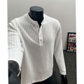 Aiden | Men's Long Sleeve Ribbed Cotton Henley Shirt Band Collar