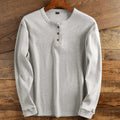 Aiden | Men's Long Sleeve Waffle Knit Henley Shirt Relaxed Fit