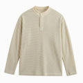 Alexander | Men's Long Sleeve Waffle Knit Henley Shirt Relaxed Fit Stand Collar