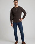William | Men's Ribbed Henley Sweater Long-Sleeve Cotton Knit Top