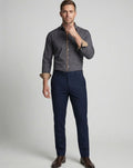 William | Men's Slim-Fit Contrast-Trim Long Sleeve Dress Shirt