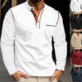 Matthew | Men's Slim-Fit Long Sleeve Henley Shirt Contrast Trim Chest Pocket