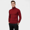 Matthew | Men's Slim-Fit Turtleneck Wool-Blend Knit Sweater, Wine Red
