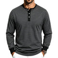 Owen | Men's Striped Long Sleeve Henley Shirt Cotton Blend Regular Fit