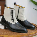 Lucas | Men's Two-Tone Button-Detail Side-Zip Ankle Boots