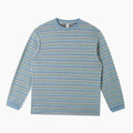 Luna | Unisex Striped Fine-Knit Crewneck Long-Sleeve Shirt, Light Blue