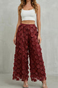 Evelyn | Women's 3D Circle Appliqué Elasticated Wide Leg Pants