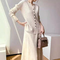 Luna | Women's Button-Front Knit Cardigan Midi Skirt Two-Piece Set