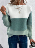 Isabella | Women's Color Block Relaxed-Fit Crew Neck Knit Sweater