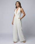 Emma | Women's Deep V-Neck Halter Wide-Leg Jumpsuit