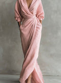Evelyn | Women's Draped V-Neck 3/4 Sleeve Maxi Wrap Dress