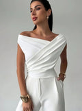 Amelia | Women's Elegant Off-the-Shoulder Draped Sleeveless Top