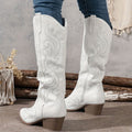 Luna | Women's Embroidered Knee-High Western Block-Heel Boots