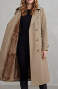 Evelyn | Women's Faux Fur-Lined Double-Breasted Winter Trench Coat