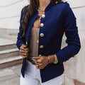 Eleanor | Women's Fitted Gold-Button Stand-Collar Blazer Jacket