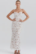 Aria | Women's Floral Embroidered Lace Scallop-Trim Maxi Dress