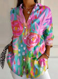 Amelia | Women's Floral Print Button-Down Relaxed Blouse