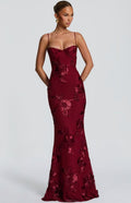 Olivia | Women's Floral Sequin Open-Back Mermaid Maxi Dress