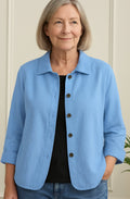 Sophia | Women's Relaxed-Fit Cotton-Linen Button-Up Shirt Cardigan