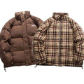 Charlotte | Women's Reversible Plaid Puffer Jacket Stand Collar