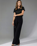 Aria | Women's Sequin-Top Wide-Leg Belted Jumpsuit