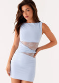 Amelia | Women's Sleeveless Lace-Panel Twisted-Waist Mini Dress
