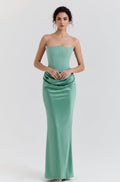 Camila | Women's Strapless Draped Satin Corset Maxi Gown