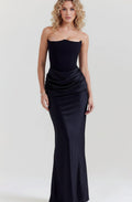 Camila | Women's Strapless Draped Satin Maxi Gown
