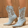 Scarlett | Women's Western Embroidered Denim Ankle Boots