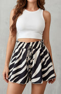 Olivia | Women's Zebra Print High-Waist Drawstring Flowy Skorts