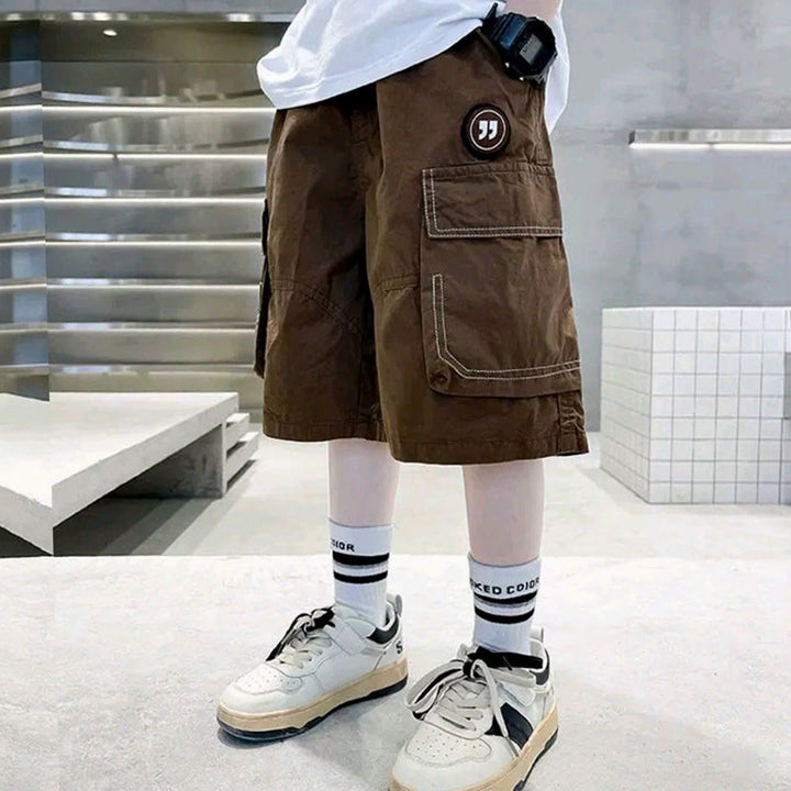 Boys Relaxed-Fit Multi-Pocket Cargo Shorts - Coffee