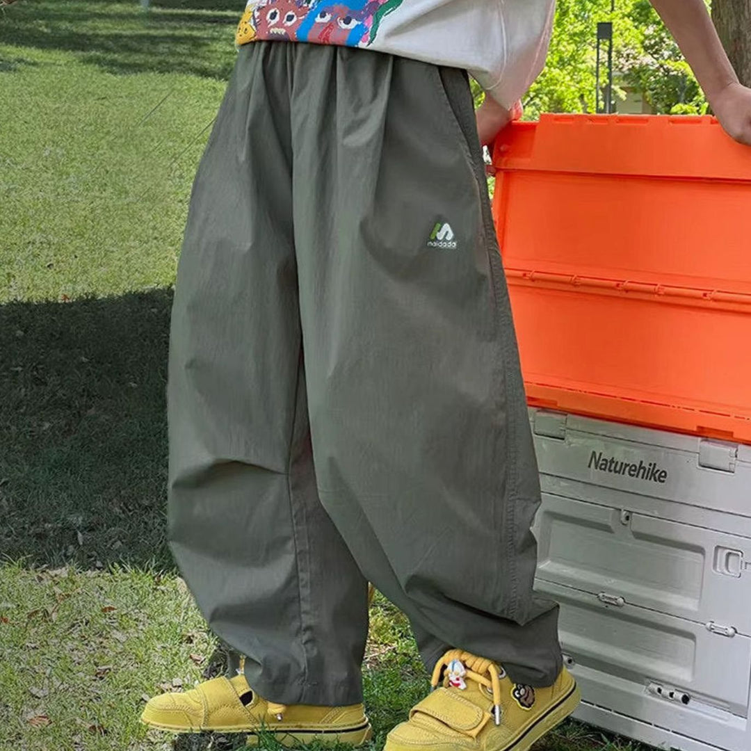 Kids Unisex Wide-Leg Outdoor Jogger Pants - Green