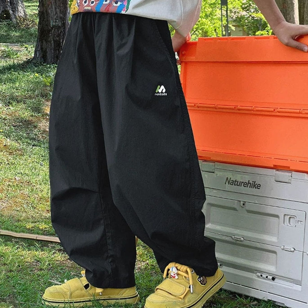 Kids Unisex Wide-Leg Outdoor Jogger Pants - Black