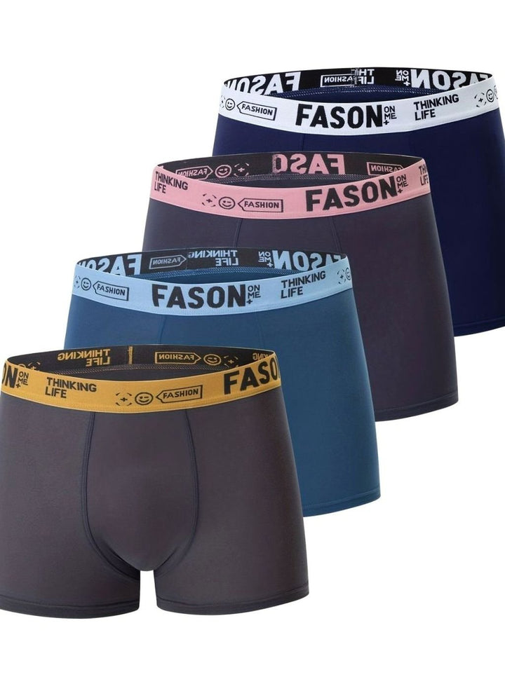 Men's Antibacterial Stretch Trunk Boxer Briefs, Navy Blue - Style A