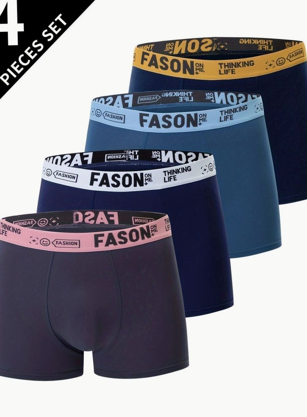 Men's Antibacterial Stretch Trunk Boxer Briefs, Navy Blue - Style B