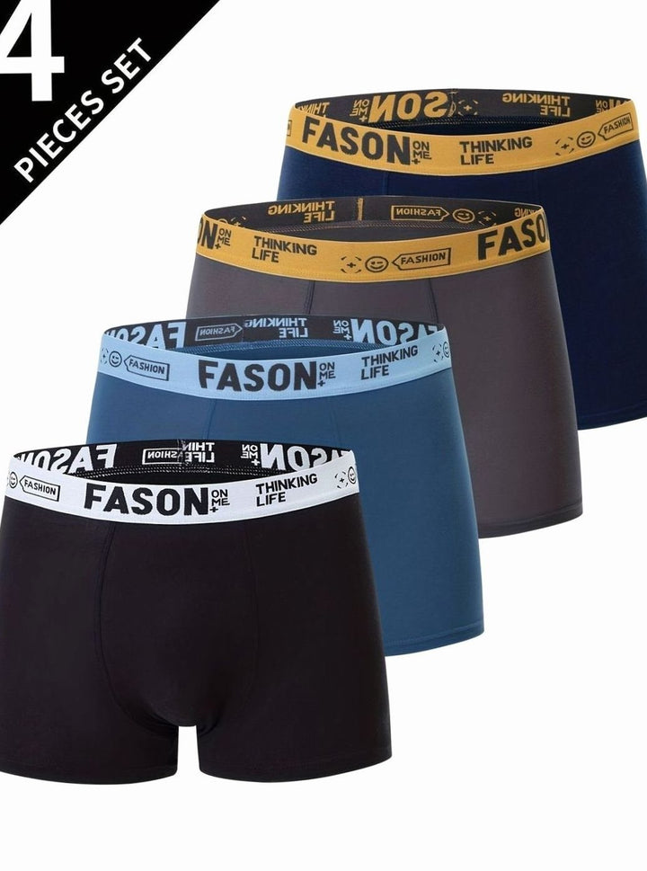 Men's Antibacterial Stretch Trunk Boxer Briefs, Navy Blue - Style C