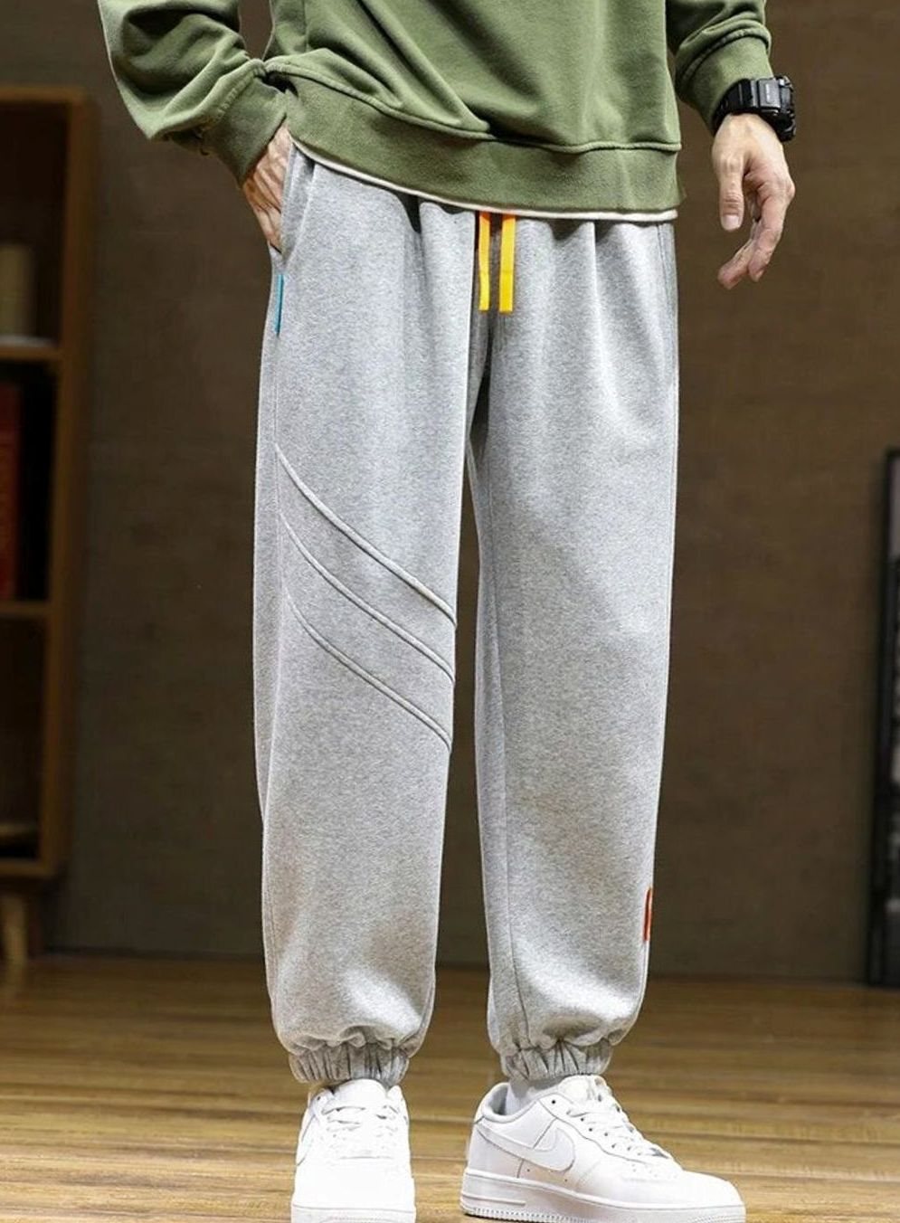 Men's Baggy Fleece Jogger Sweat Pants Elastic Waist - Gray