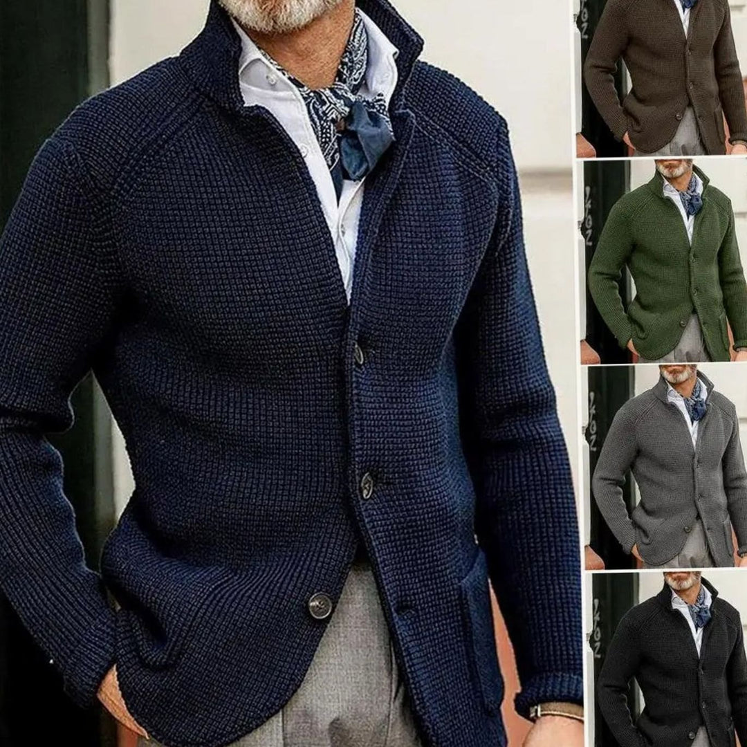Men's Button-Front Knit Blazer Cardigan Sweater Jacket