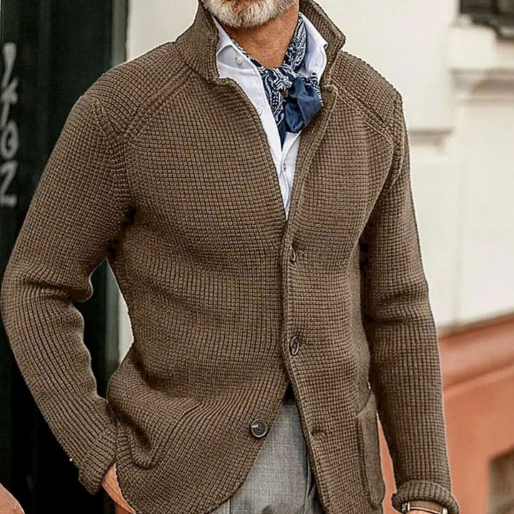 Men's Button-Front Knit Blazer Cardigan Sweater Jacket