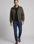 Caleb | Men's Canvas Fleece-Lined Military Bomber Jacket Epaulet Detail