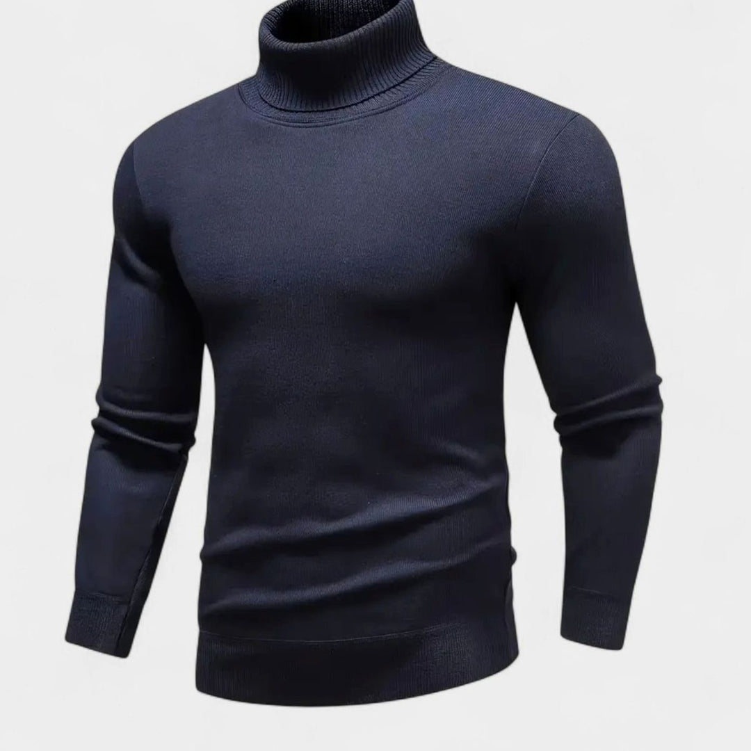 Men's Cashmere-Blend Turtleneck Pullover Sweater - Navy
