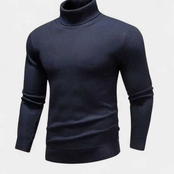 Men's Cashmere-Blend Turtleneck Pullover Sweater - Navy