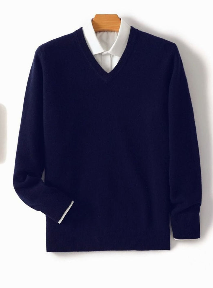 Men's Cashmere Wool V-Neck Regular Fit Pullover Sweater