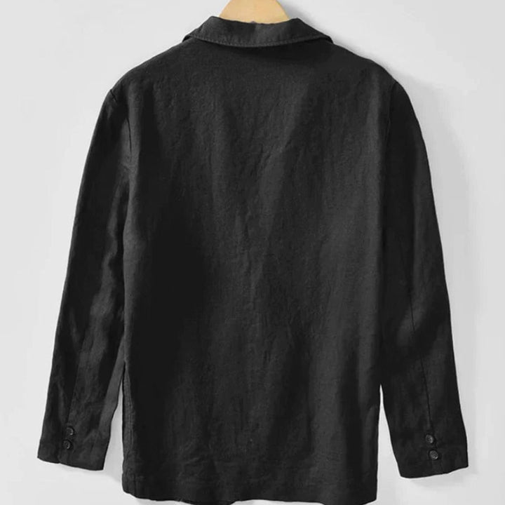 Men's Casual Linen Blazer Jacket Long Sleeve Button-Up