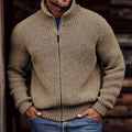 Matthew | Men's Chunky Knit Cardigan Full-Zip Stand Collar Sweater