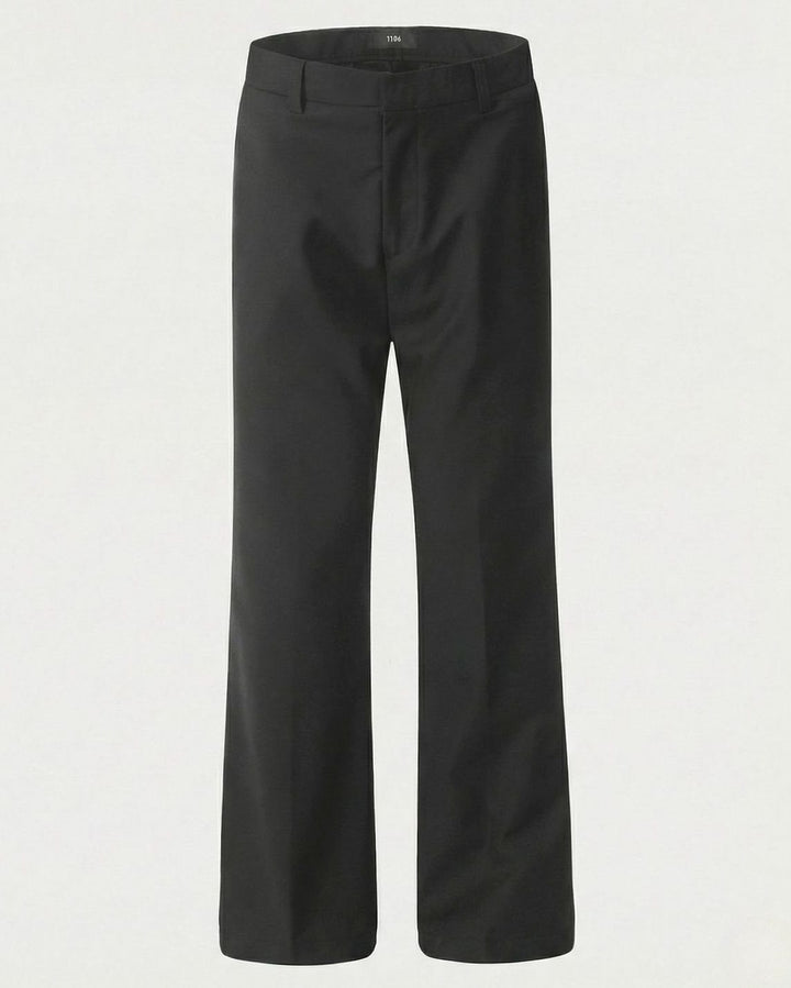 Men's Classic Straight-Leg Dress Pants Creased Suit Trousers - Black