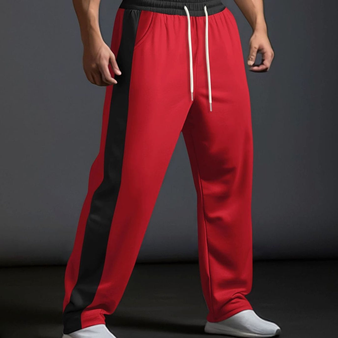 Men's Color-Block Drawstring Sweat Pants Straight Leg